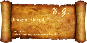 Wanger Gergő névjegykártya